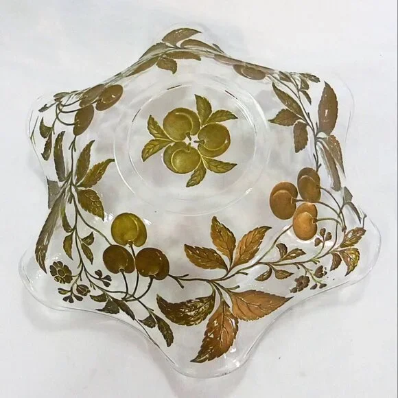 Vintage Dugan Diamond Goofus glass painted Intaglio Cherry pattern - Picture 4 of 4